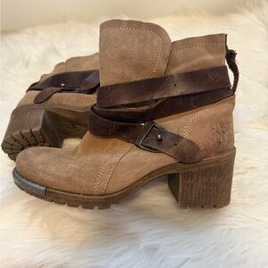 Fly London Tan and Brown Heeled Boots